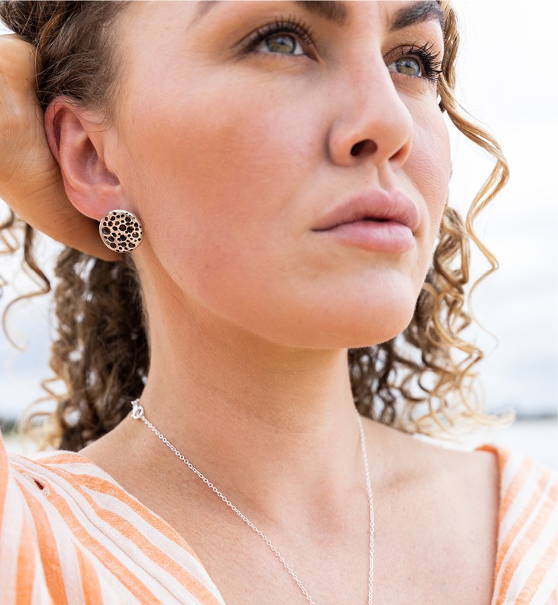 girl wearing beach ocean inspired jewellery made in Australia
