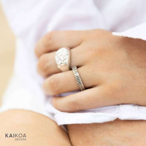 handmade sterling silver ring for sale in Australia with beach inspired design pattern