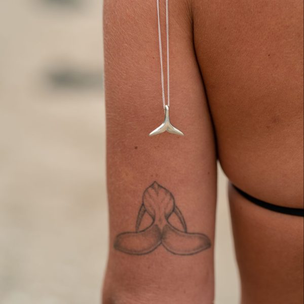 Sterling silver whale tail pendant for whale lovers