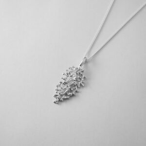 Silver crown coral pendant on chain