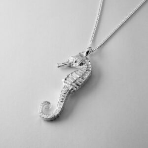 Silver Large seahorse pendant on chain