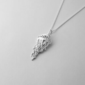 Silver small jellyfish pendant on chain