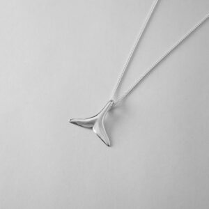 Silver small whale tail pendant on chain