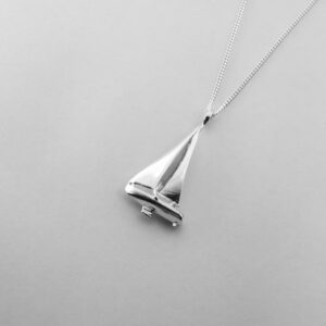 Silver small yacht pendant on chain
