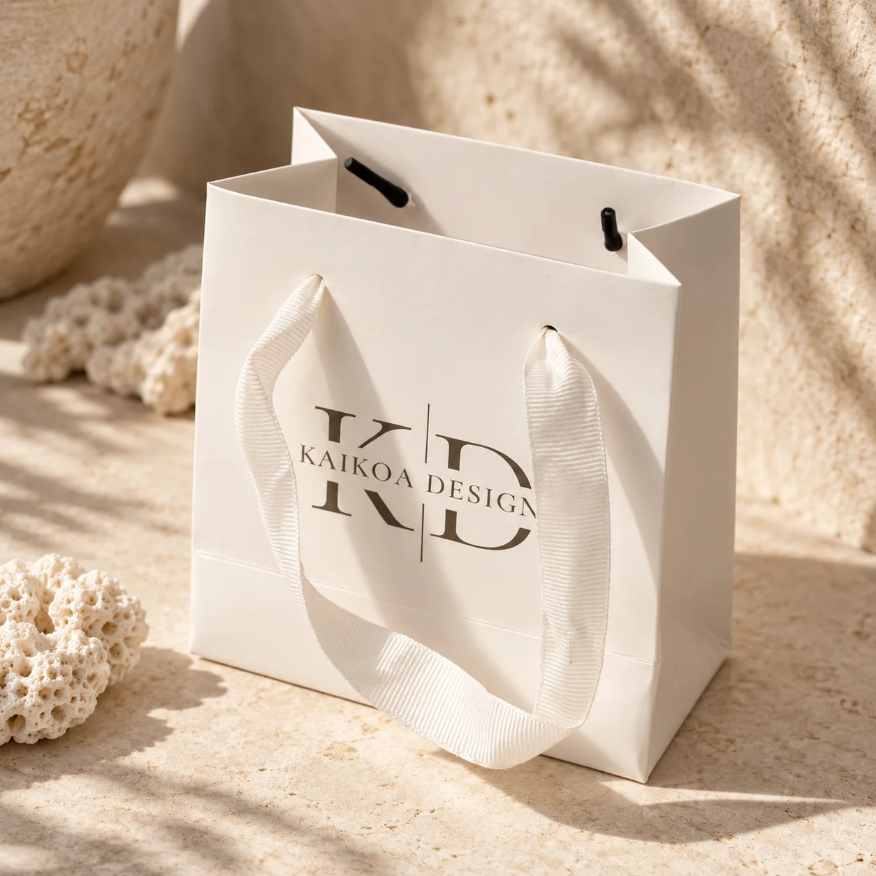 Kaikoa Designs gift bag in warm sunlight